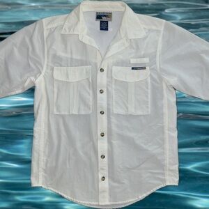 Exofficio Mens Button-Down White Long-Sleeved Shirt